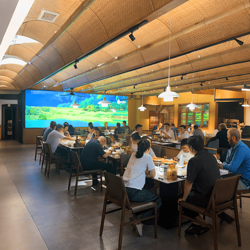 Customers enjoying food